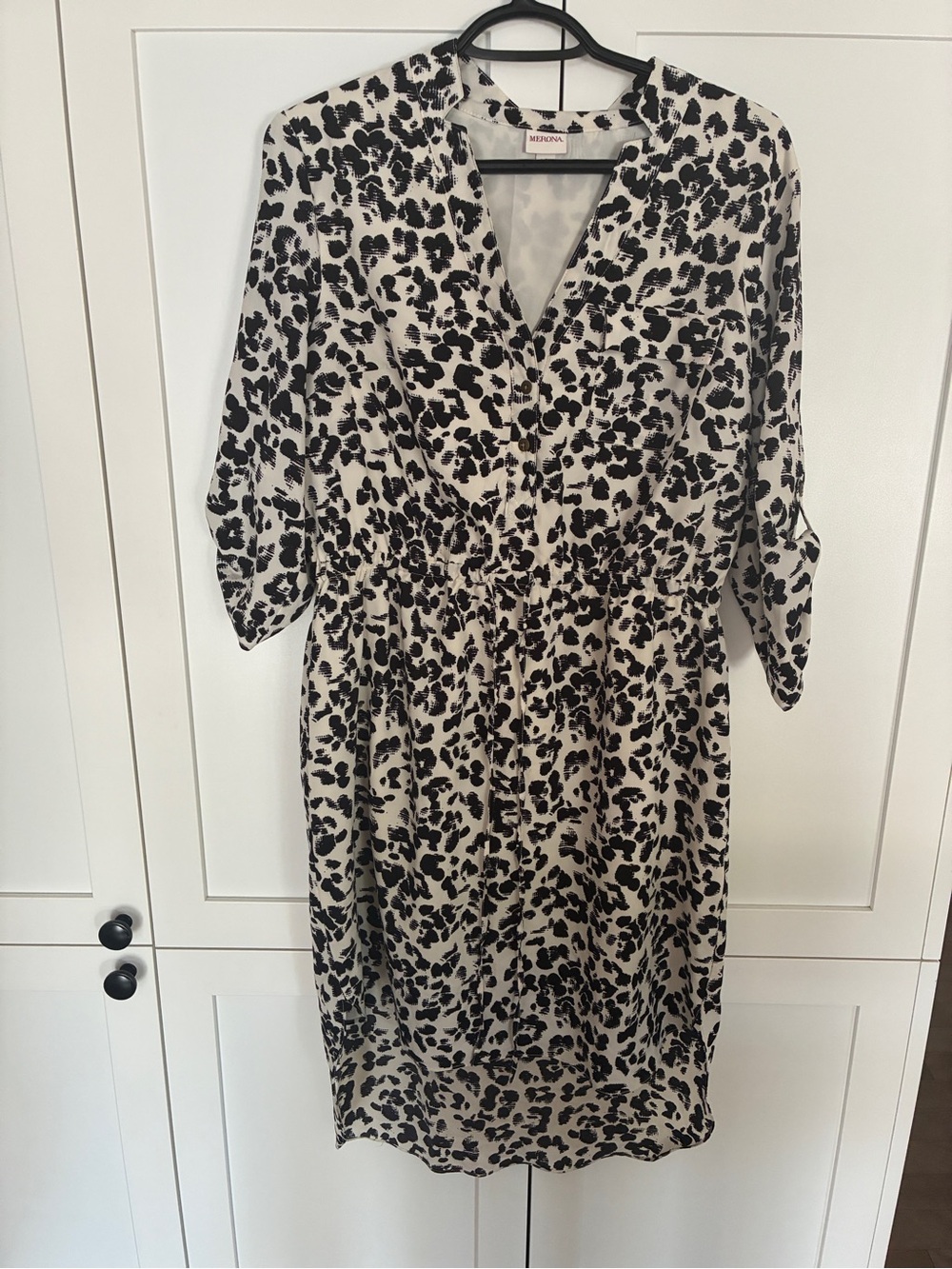 Merona Black and White Leopard Print Midi Dress